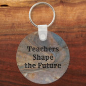 先生が未来の茶色の木目自然を形作る キーホルダー (正面)