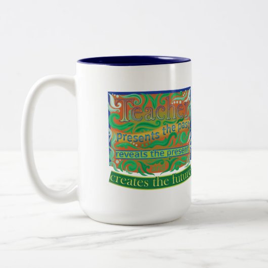 先生が未来を創造/先生感謝T ツートーンマグカップ (左)