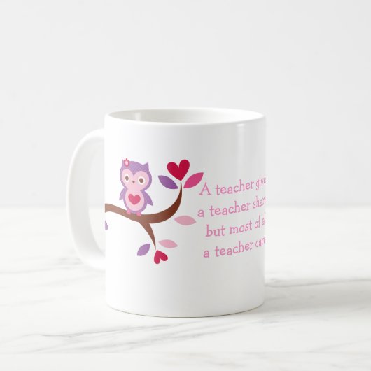 先生が気にする賢いフクロウ コーヒーマグカップ (正面左)