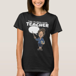 先生が話し、学生が聞く Tシャツ