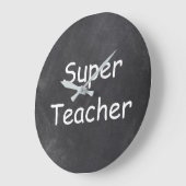 先生すごいチャルクボードデザインギフトアイディア ラージ壁時計 (傾斜)