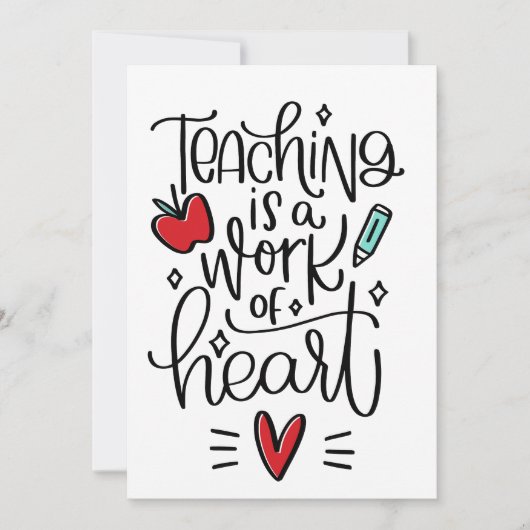 先生という仕事はハートフルな仕事 Teacher Appreciation 招待状 (正面)