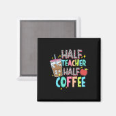 先生とコーヒー、半々 学校の初日 バックプリントTシャツ マグネット (正面/裏面)