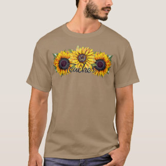 先生とヒマワリのトリオ Tシャツ