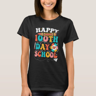 先生と子供たちにとって100日目の学校 100日目おめでとう Tシャツ