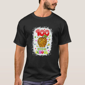 先生と子供のためのヒョウ柄100日目の登校 Tシャツ