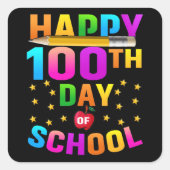 先生と学生のための幸せな100th日 スクエアシール (正面)