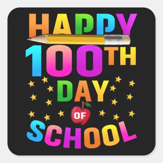 先生と学生のための幸せな100th日 スクエアシール (正面)