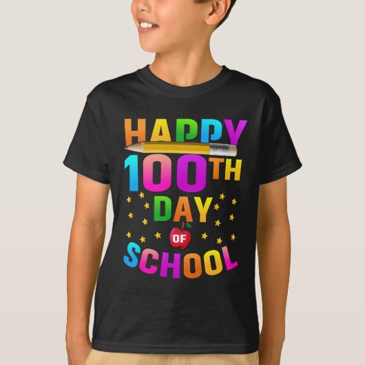 先生と学生のための幸せな100th日 tシャツ (正面)