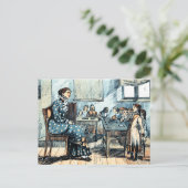 先生と学生。ヴィンテージアートはがき ポストカード (スタンド正面)