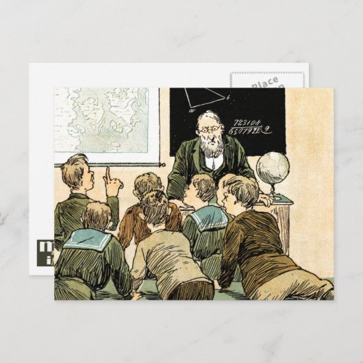 先生と学生。ヴィンテージ ポストカード (正面/裏面)