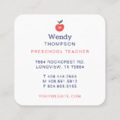 先生と家庭教師の学校用品アイコンイラストレーション スクエア名刺 (裏面)