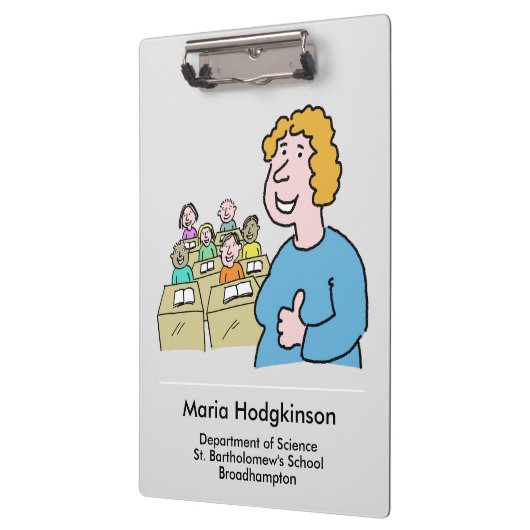 先生と教室テーマおもしろいデザイン クリップボード (左)