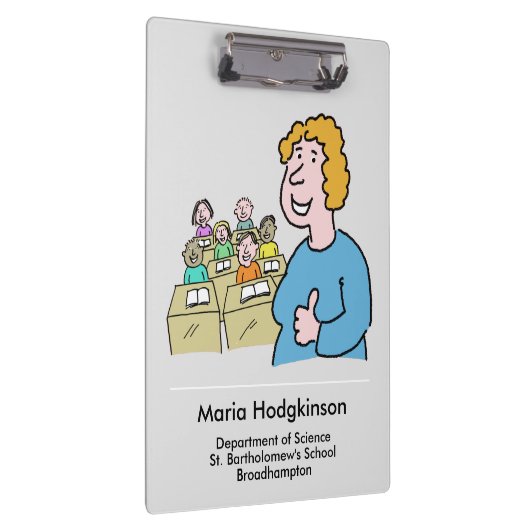 先生と教室テーマおもしろいデザイン クリップボード (右)
