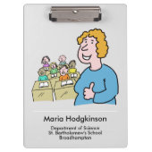 先生と教室テーマおもしろいデザイン クリップボード (正面)
