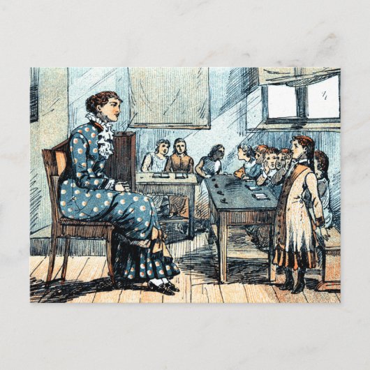 先生と生徒たち。ヴィンテージアートポストカード ポストカード (正面)