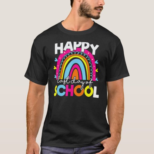 先生と生徒の卒業おめでとう最後の登校日 Tシャツ (正面)