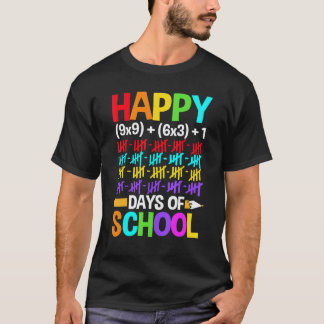 先生と生徒の100日目の学校のお祝い Tシャツ