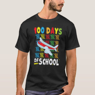 先生と男子・女子のための100日目の学校の飛行機 Tシャツ