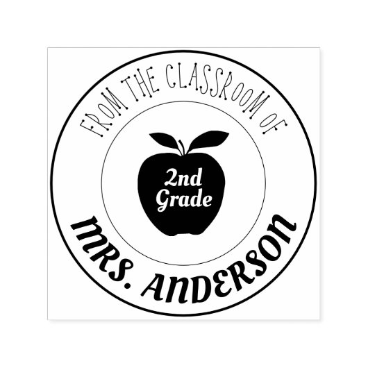 先生と等級 |教室から セルフインキングスタンプ (デザイン)