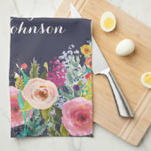 先生によって絵を描かれる花の台所タオルありがとう キッチンタオル (四つ折り)