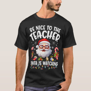 先生に優しくしてね サンタがみてるよ Xmas Tシャツ