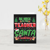 先生に優しくしてね サンタは学校をチェック中よ カード (黄色い花)