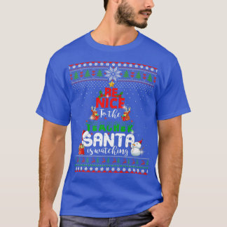 先生に優しくしてね サンタは見てるよ 雪が降るクリスマスは残念 Tシャツ