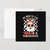 先生に優しくしなきゃ サンタは見てる レトロ 招待状 (正面/裏面)