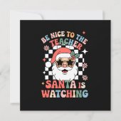 先生に優しくしなきゃ サンタは見てる レトロ 招待状 (正面)