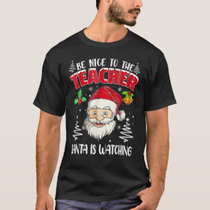先生に優しく サンタが監視中 クリスマス Tシャツ