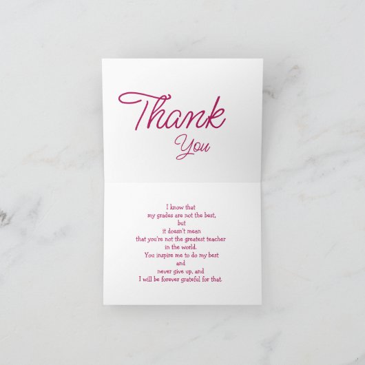 先生に感謝 カード (内部)