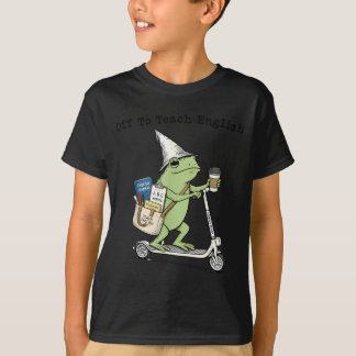 先生に教えるカエル 笑えるバックトゥスクール Tシャツ