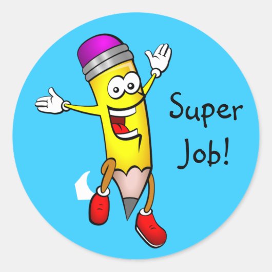 先生のかわいい鉛筆賞スタンプ ラウンドシール (正面)