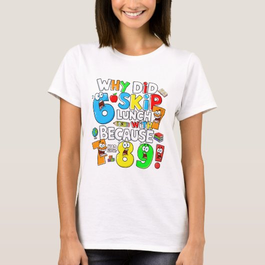 先生のためのおもしろ数学7 8 9 Tシャツ ナンバーデー (正面)