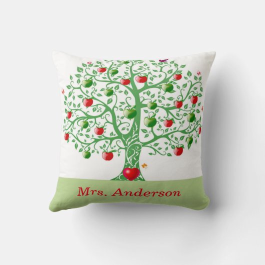 先生のためのりんごの木のパーソナライズなギフト クッション (裏面)