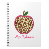 先生のためのキリンのプリントのAppleの螺線形ノート ノートブック (正面)