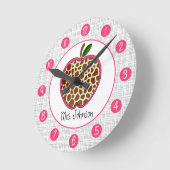 先生のためのキリンのAppleのパーソナライズな時計 ラウンド壁時計 (傾斜)