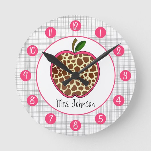 先生のためのキリンのAppleのパーソナライズな時計 ラウンド壁時計 (正面)