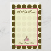 先生のためのブラウンの水玉模様のファッションの文房具 便箋 (正面/裏面)