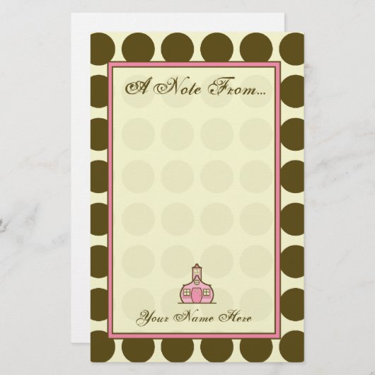 先生のためのブラウンの水玉模様のファッションの文房具 便箋 (正面/裏面)