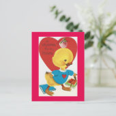 先生のためのヴィンテージ学生の鳥のバレンタイン シーズンポストカード (スタンド正面)