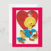 先生のためのヴィンテージ学生の鳥のバレンタイン シーズンポストカード (正面/裏面)