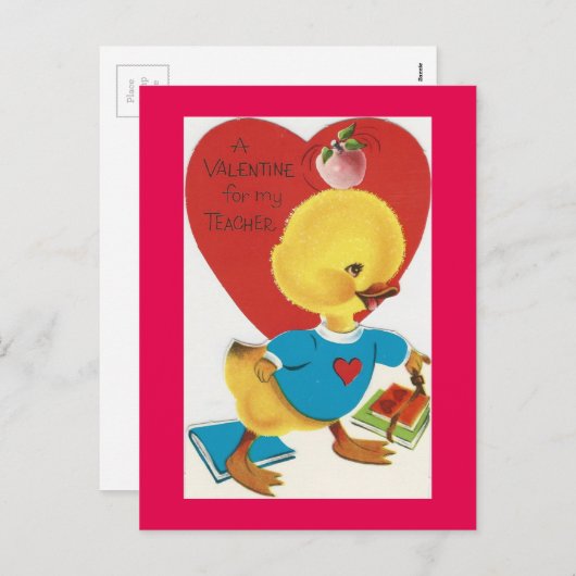 先生のためのヴィンテージ学生の鳥のバレンタイン シーズンポストカード (正面/裏面)