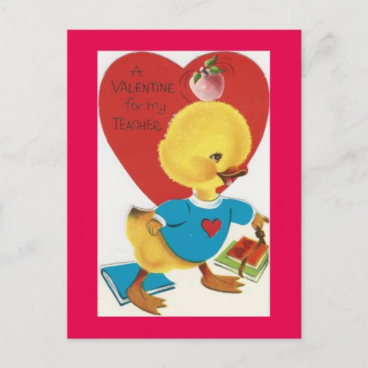 先生のためのヴィンテージ学生の鳥のバレンタイン シーズンポストカード (正面)