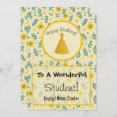 先生のための印刷可能な生徒誕生日カード 招待状 (正面/裏面)