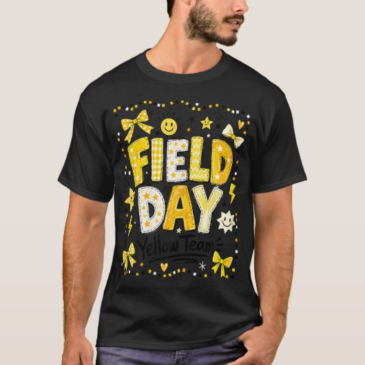 先生のための楽しいフィールドデイ イエローチーム Tシャツ (正面)