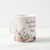 先生のための水彩芍薬のボタニカルコーヒーカップ コーヒーマグカップ (正面左)