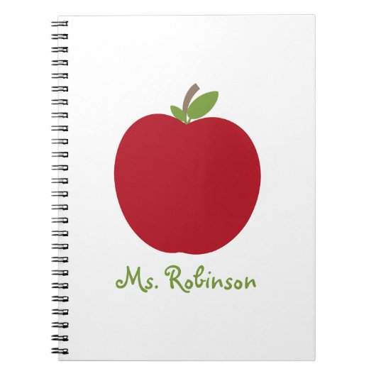 先生のための赤いAppleの螺線形ノート ノートブック (正面)
