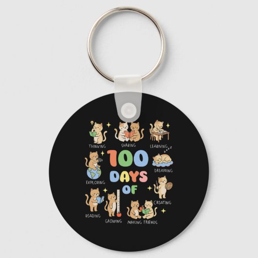 先生のための100日目の学校の猫 100日目の学校 キーホルダー (正面)